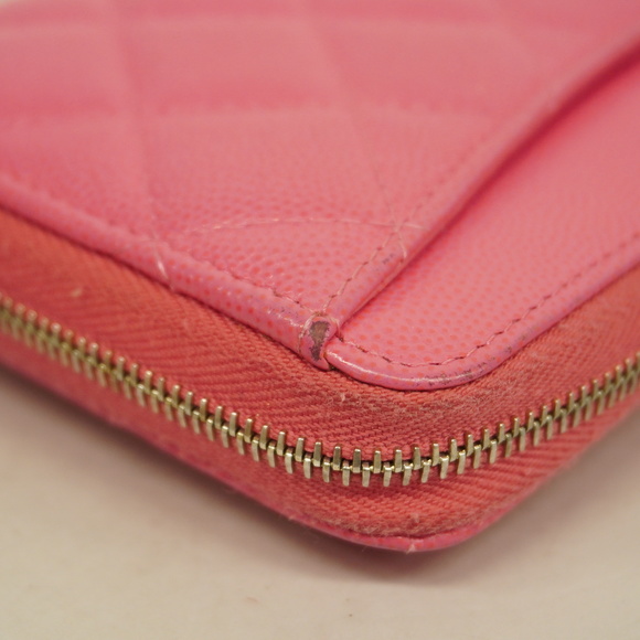 CHANELAuth  Matelasse Gold Hardware Women's Caviar Leather Long Wallet Pink - Picture 7 of 10